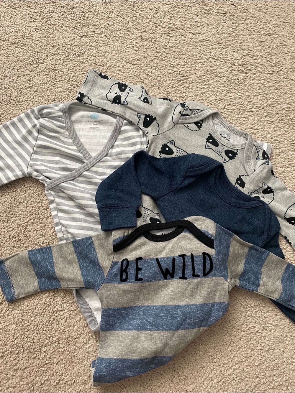 Toddler Blue & Gray Striped 'Be Wild' Long-Sleeve Bodysuit - Unbranded